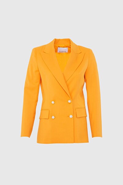 GİZİA İnci Düğme Detaylı Rahat Kesim Blazer Ceket