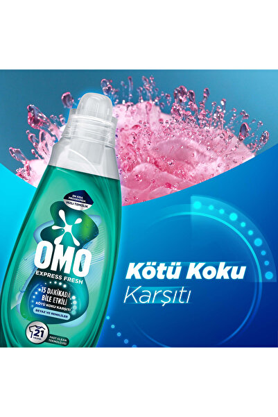 Omo Express Fresh Kötü Koku Karşıtı Renkliler&Beyazlar Sıvı Çamaşır Deterjanı 840 ml x3
