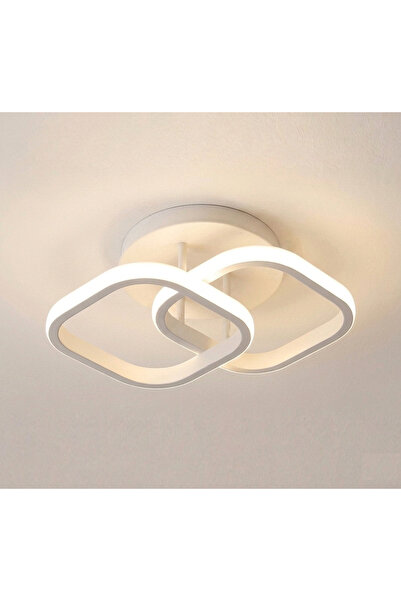 Lzy Avize Store Zeus Beyaz Çift Kare Modern Plafonyer LED Avize 3 Renk | Salo...