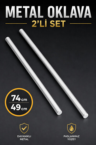 Badem10 2'li Masterchef Alüminyum Paslanmaz (74-49 CM) Metal Oklava Seti Hamu...
