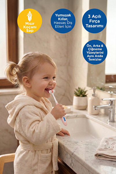 BABYTON Toothhugger 3 Yönlü Çocuk Diş Fırçası Pinky