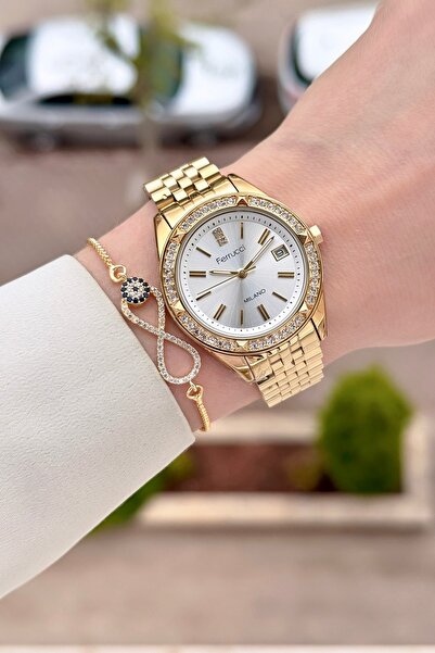 Ferrucci Gold Color 34 mm Women's Wristwatch and Bracelet