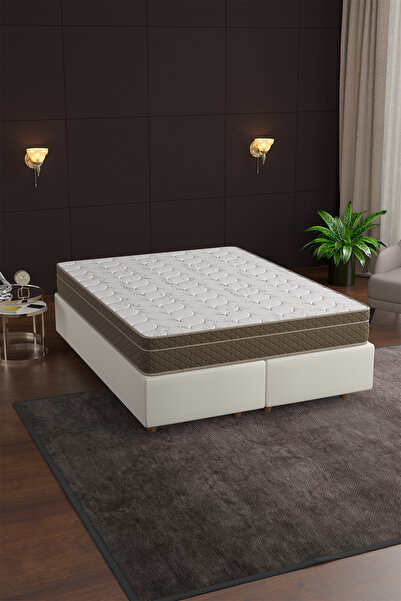 Mobpazar Flora (23cm) Full Ortopedik Lux Bamboo Yaylı Yatak, Çift Taraflı Kul...