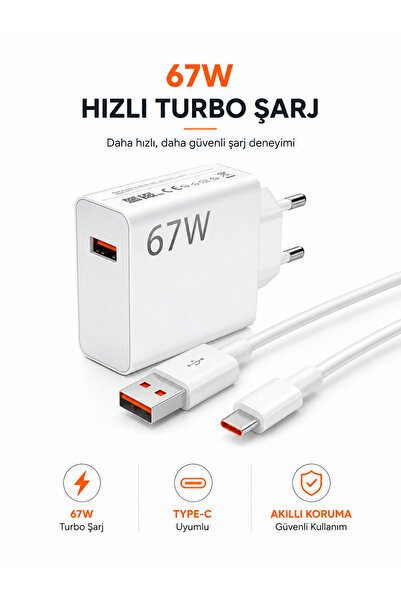 HAMŞO Tek Xiaomi Redmi Note 9 / 10 / 11 / 12 / 13 Pro Uyumlu 67W Hızlı Turbo ...