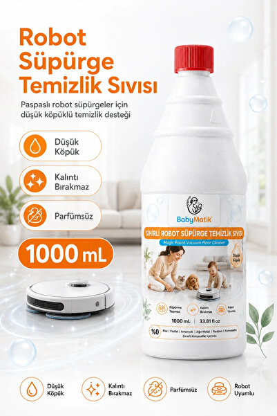BabyMatik Sihirli Robot Süpürge Temizlik Sıvısı 1000Ml- Bebek ve Evcil Hayvan...