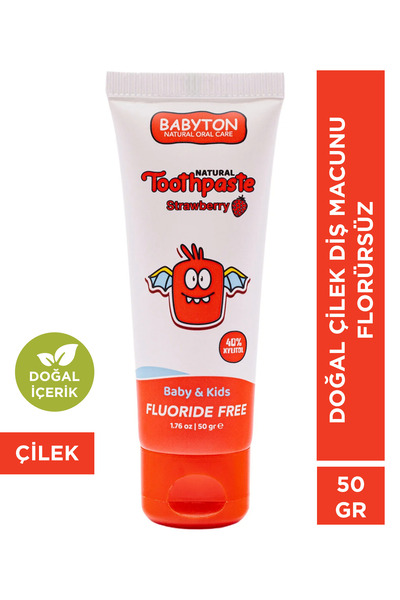 BABYTON Doğal Çilek Diş Macunu Florürsüz 50 gr