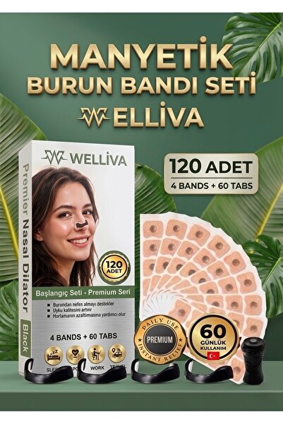 welliva Premium Mıknatıslı Burun Bandı Seti – 120 Adet (60 Çift) Horlama Azal...
