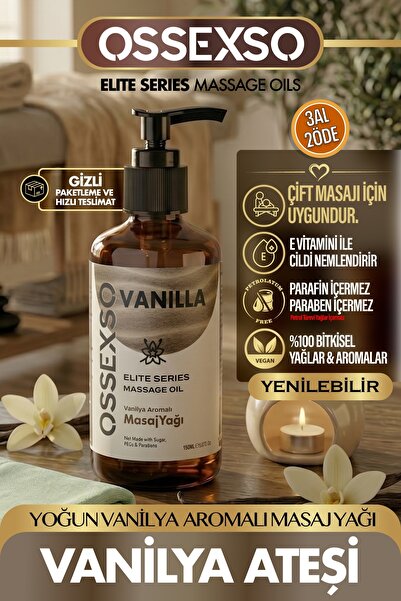 OSSEXSO Vanilya Aromalı Yenilebilir Masaj Yağı 150 ml – Aromaterapi ve Etkili...