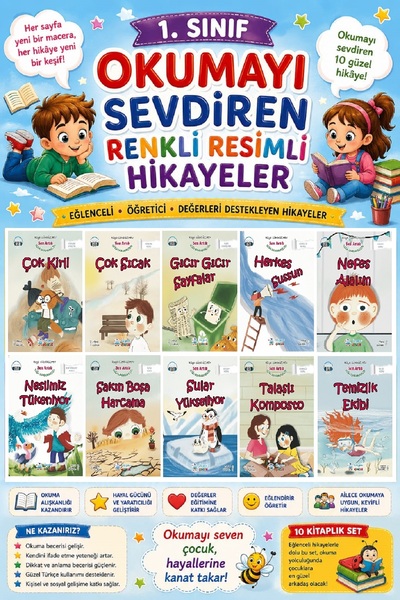Üçgen Yayıncılık 1. Sınıf Okumayı Sevdiren Renkli Resimli Hikayeler 19- 10 Kitap