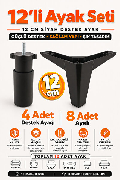 Badem10 Sedir 12'li Set Mobilya Tv Ünitesi Çekyat Koltuk Kanepe Destek Ayağı ...
