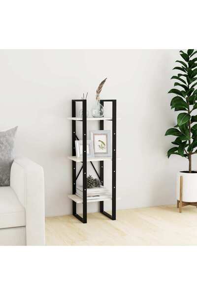 Concept Bibliotecă cu 3 rafturi, alb, 40x30x105 cm, lemn masiv de pin