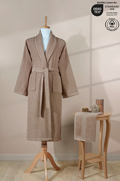 Ellaline Set de halate de baie cu dungi, 100% bumbac certificat, unisex, pros...