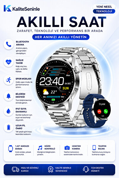 KALİTESENİNLE Akıllı Saat Özel Tasarım Watch 4 Premium Akıllı Saat