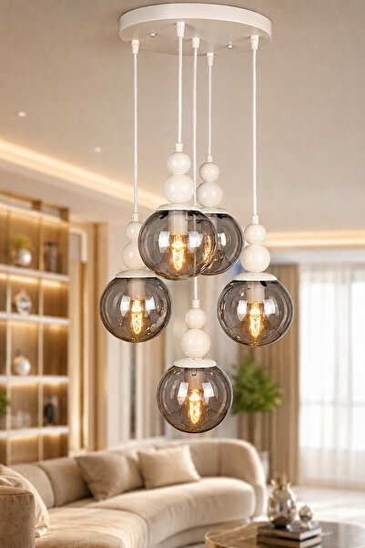 VENON مصباح معلق على شكل رجل الثلج مكون من 5 قطع ❤️   جسم أبيض مع زجاج مدخن ❤...