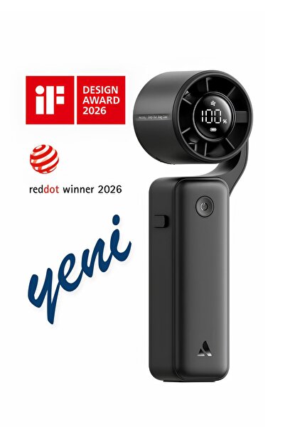 Aecooly PF04 Dijital LED Göstergeli 5 Kademeli Portatif Soğutucu El Fanı Siyah