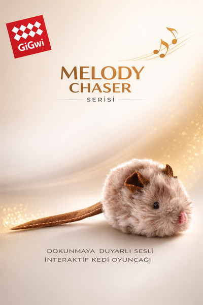 Gigwi Melody Chaser Serisi Peluş Fare - Dokunmaya Duyarlı & Sesli Kedi Oyuncağı