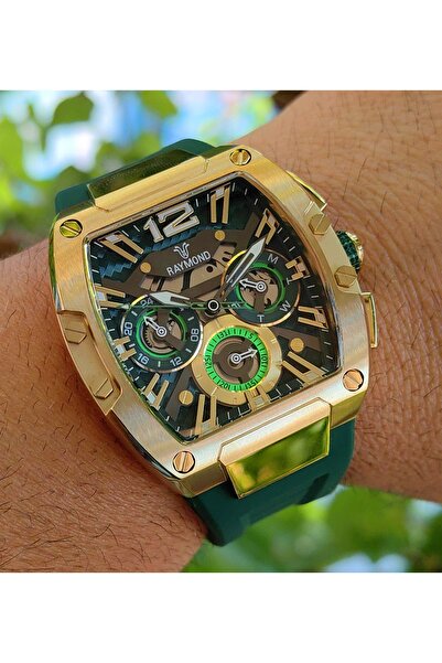 Raymond Khaki Green Silicone Men's Wristwatch