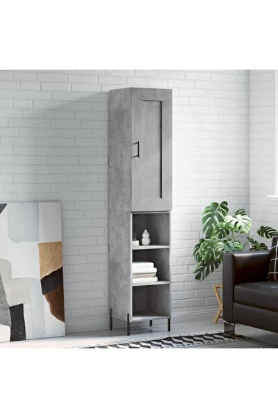 Concept Dulap înalt, gri beton, 34,5x34x180 cm, lemn prelucrat