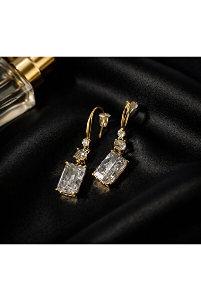 angelloop Gold Steel Zircon Stone Dangle Earrings – Stylish Long Earrings 4 c...