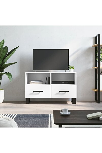 Concept Comodă TV, alb, 80x36x50 cm, lemn prelucrat