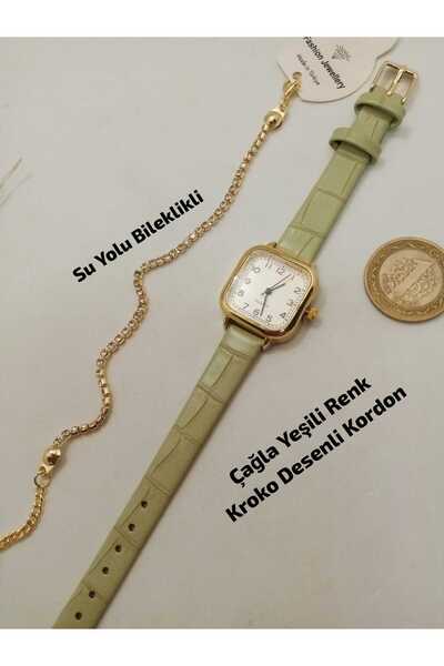 Brality VİNTAGE TASARIM , Gold Renk Kasa , Beyaz Renk Kadran , Kare Kadın Kol...