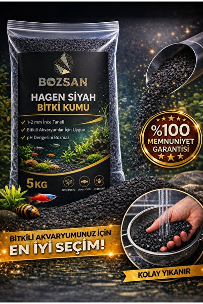 Bozsan 5 Kg Hagen Siyah Bazalt Bitki Kumu 1-2 mm, Akvaryum Taban Kumu, Dolomi...