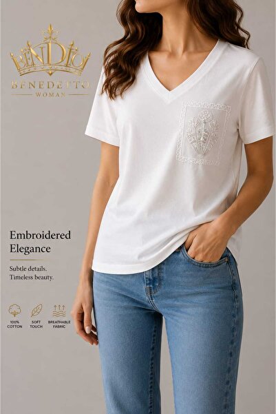 Benedetto Tricou elegant, de bază, cu mânecă scurtă, din bumbac modal, cu dec...