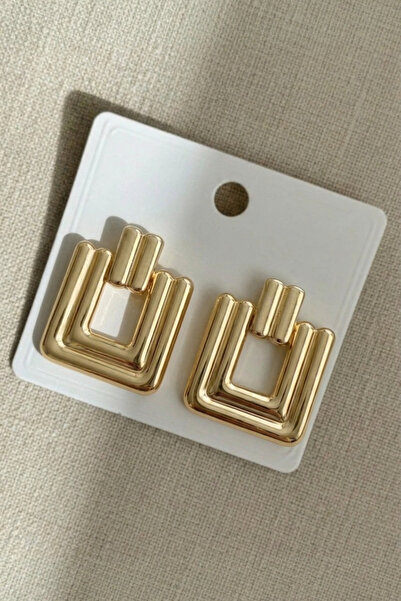 Crc Bijuteri Gold Color Stylish Design Trendy Earrings