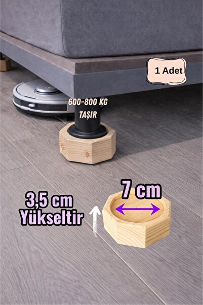iDekor Robot Süpürge İçin Doğal Ahşap Koltuk Baza Yükseltici ” 3,5 cm Yükselt...