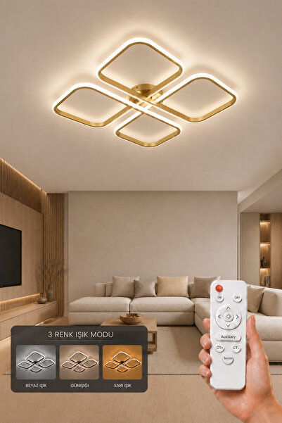AvizeGO Nuvo LED Plafonyer Avize 3 Renk Kumandalı