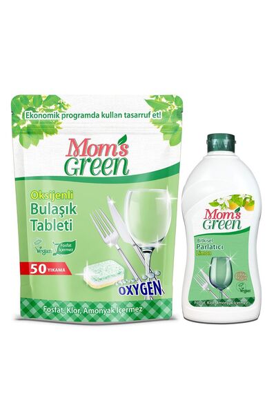 Mom's Green 2'li Set - 50'li Oksijenli Bulaşık Makinesi Tableti Ve Bitkisel B...