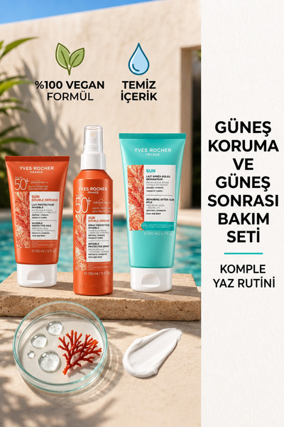 Yves Rocher 3'lü Güneş Koruma ve Güneş Sonrası Bakım Seti Sun Double Defense ...