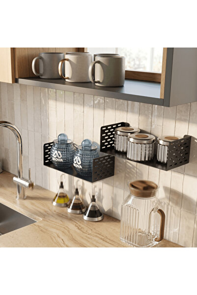 Mova Dizayn Metal 2-Piece Kitchen Office Room Spice Rack Shelf Organizer Meta...