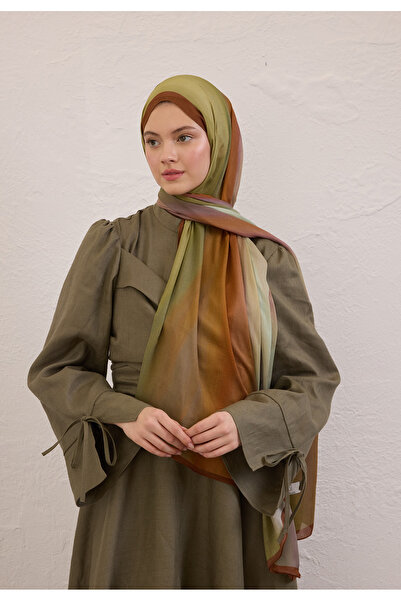 Freshscarfs Soft Yeşil Color Brush Desen Rami Şal