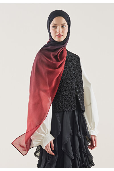 Freshscarfs Μαύρο-μπορντό σάλι ράμι με ντεγκραντέ σχέδιο