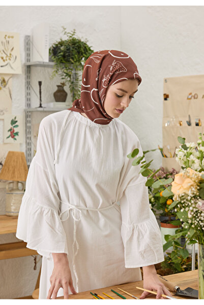 Freshscarfs Eloıse Desen Pamuk İpek Eşarp Bordo
