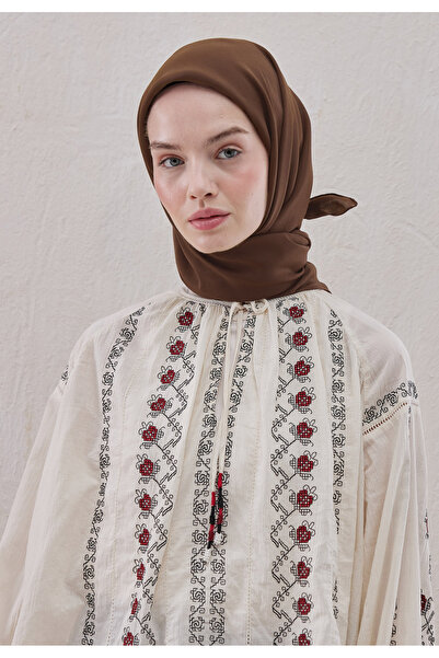 Freshscarfs Βαμβακερό μεταξωτό φουλάρι σε καφέ σοκολάτα