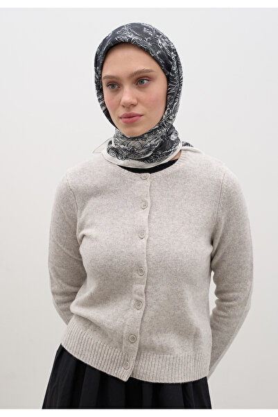 Freshscarfs Tamnoplavi šal od pamuka i viskoze sa tajnim elegantnim uzorkom
