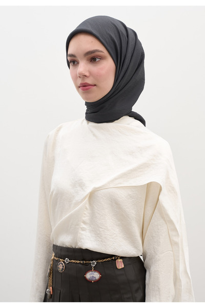 Freshscarfs Βαμβακερό μαντήλι βισκόζης ανθρακί