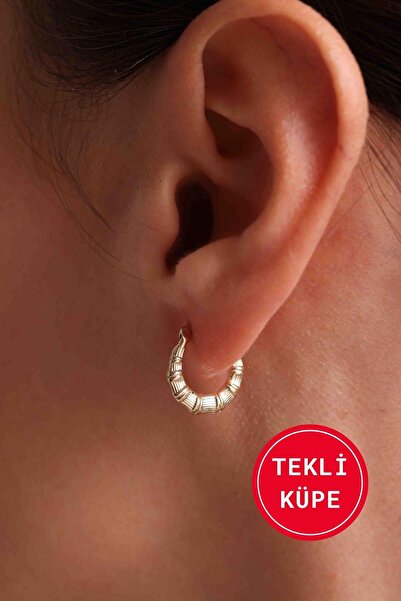 Bayar Gold 14 Ayar Altın Mini Deniz Atı Halka Tekli Küpe