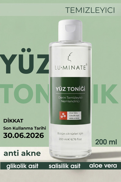 Luminate Yüz Toniği Glikolik Salisilik Asit Siyah Nokta Karşıtı Yağlı ve Karm...