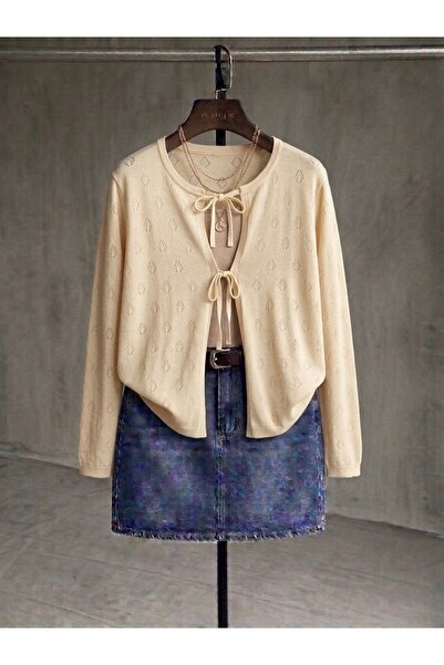 sumoda Women's Viscose Spring/Summer Cardigan with Tie Detail