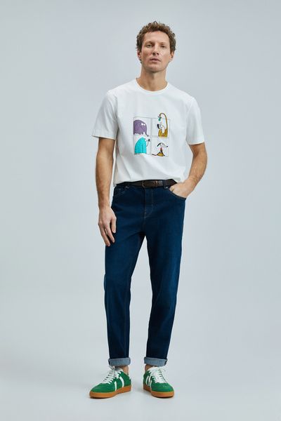 111020254 Funky Modern Graphic T-Shirt Men's T-Shirt WHITE