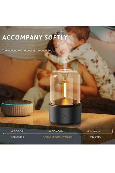 Arabest 150ml Essential Oil Diffuser, Ultrasonic Aromatherapy with Auto Shut-Off, Candlelight Effect, Black