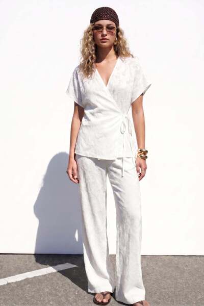 Sateen Lily Kimono - Ecru