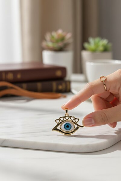 XUPING JEWELRY Stil Incisi/Xupıng Jewelry 14 Ayar Altın Kaplama Göz Kalpli Charm