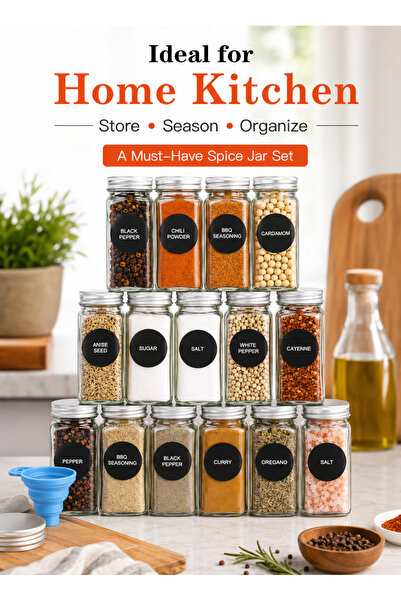 Generic 24 Pcs Glass Spice Jars Set, Airtight Seasoning Storage Bottles, Dura...