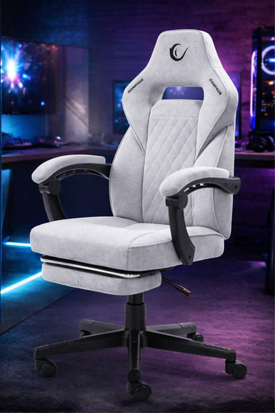 Lumos Anti-Sweat Fabric Foot Support Grey Gaming Chair -KL-R12