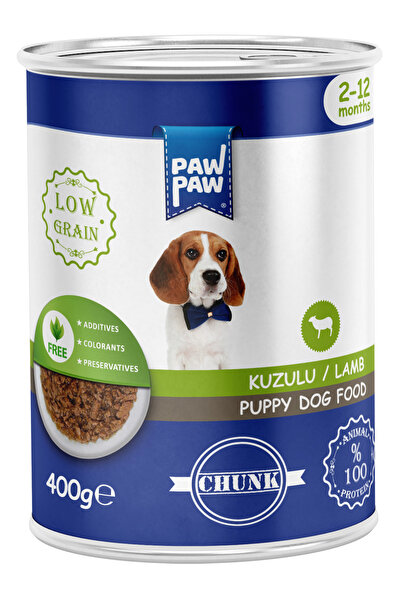 PawPaw Hrană umedă câini junior bucăți de miel în sos 400 g. low grain, diges...