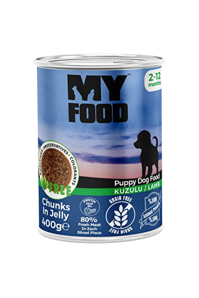 My Food Hrană umedă câini junior bucăți de miel în sos 400 g, creștere sănăto...